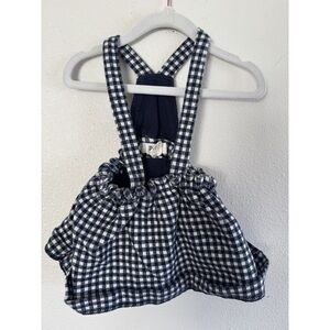 Cotton On Baby Navy Blue and White Gingham Overalls Dress 12-18M